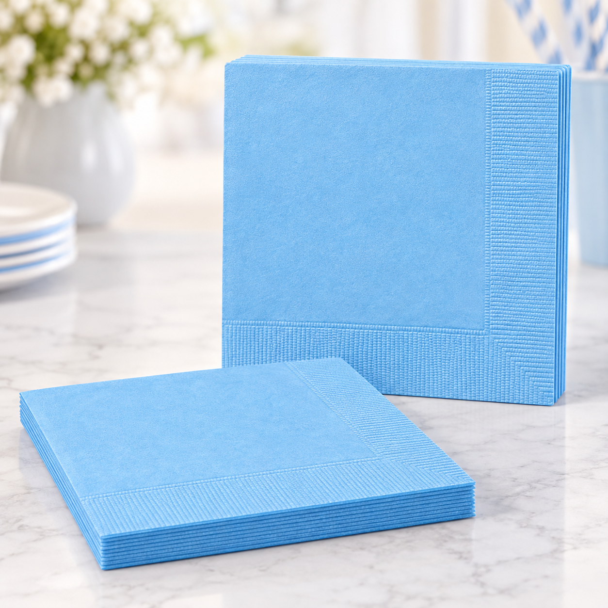 light blue paper napkins birthday